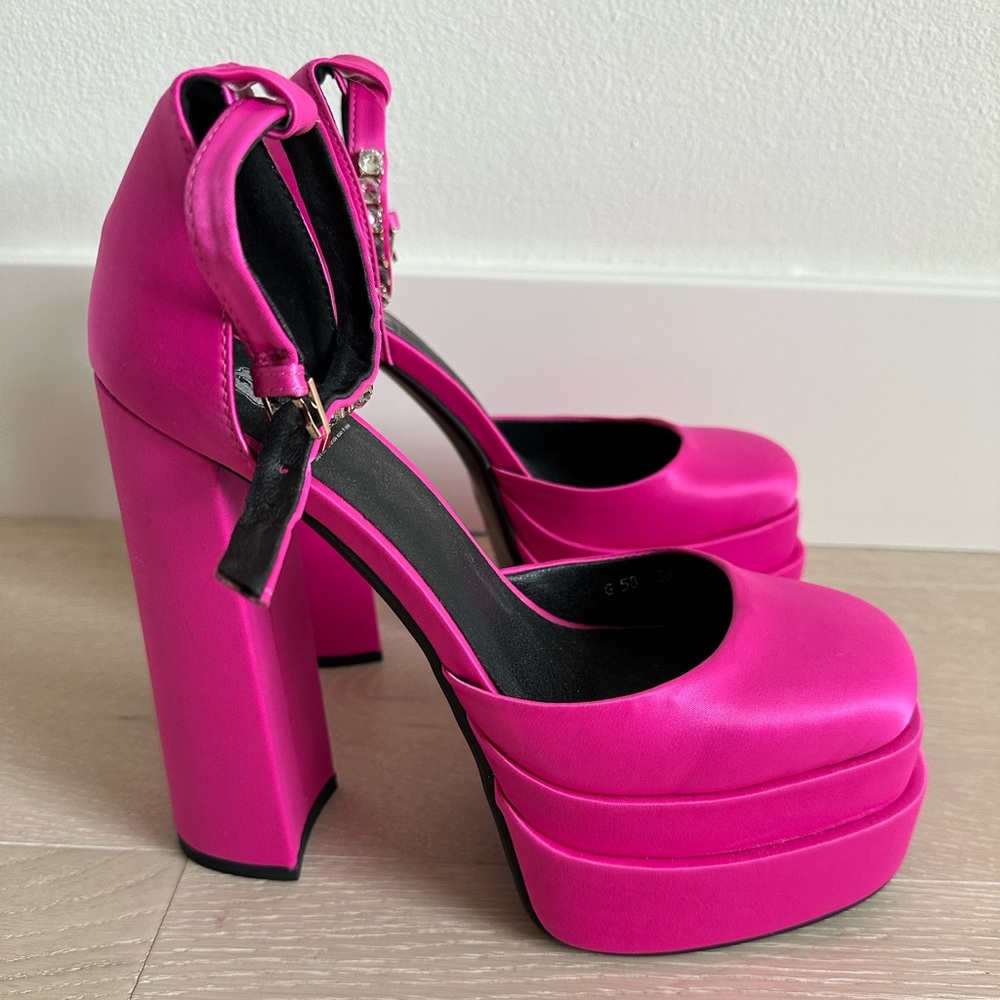 Pink Satin Platforms - image 6